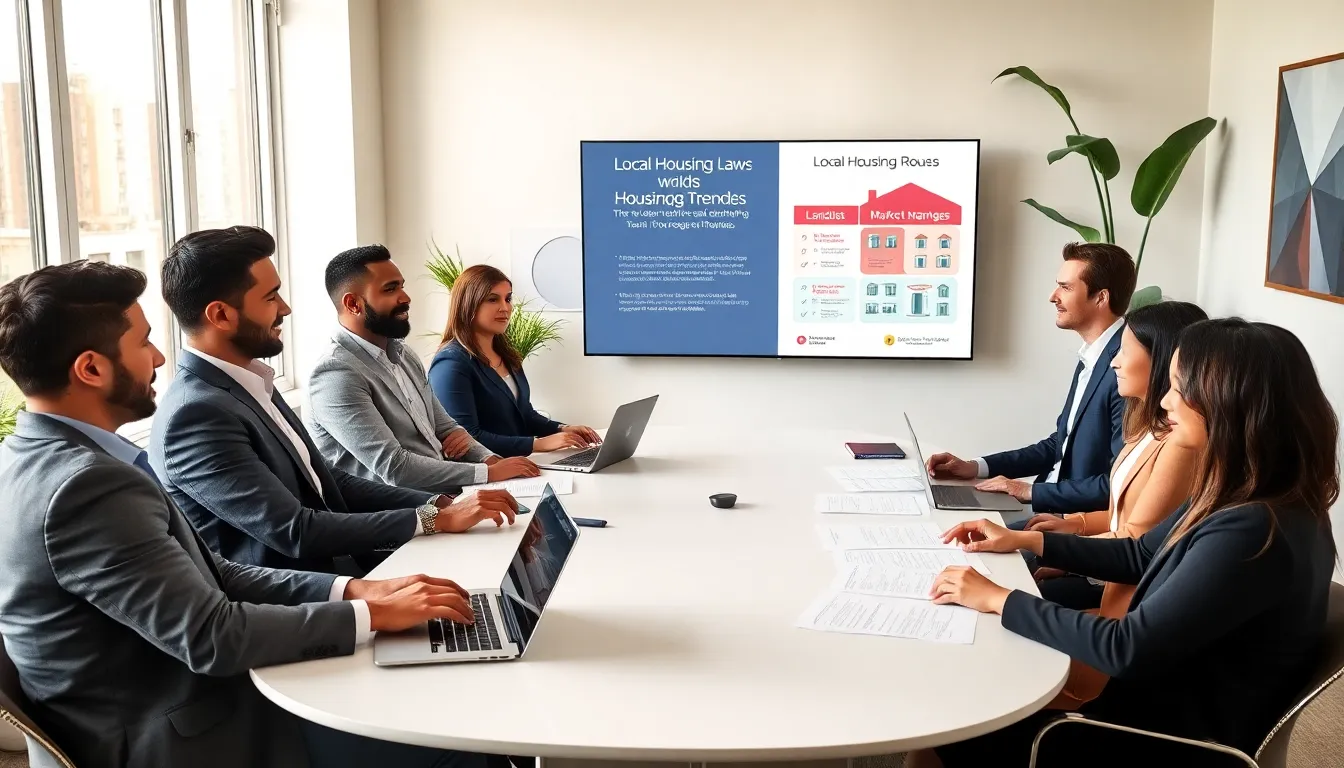 diverse landlords collaborating in a modern office setting.