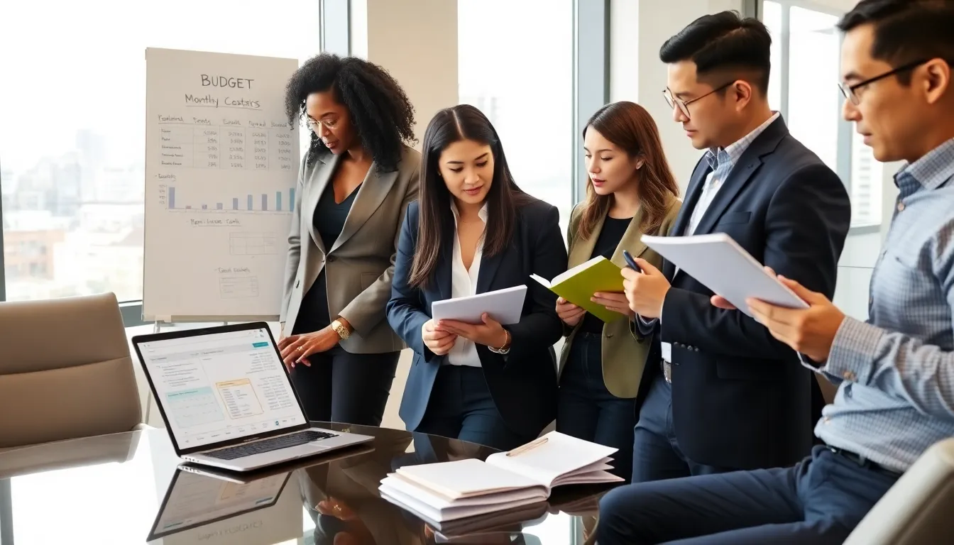 diverse team discussing budget planning for renting an apartment.