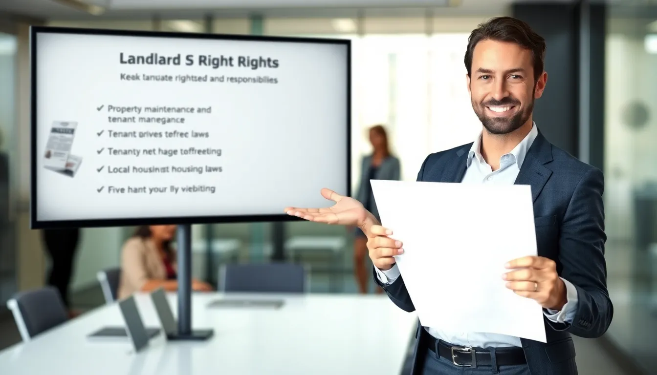 Landlord discussing rights and responsibilities in a modern office.